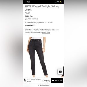 NWT Ksubi hi n washed high rise skinny leg ankle crop size 26 brand new black